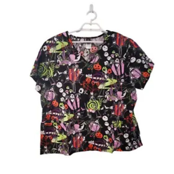 Disney The Nightmare Before Christmas scrub top womens 2X Halloween Jack - Picture 1 of 4